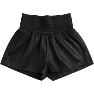 Pants Store Womens Black Metallic Shimmer‎ Smocked High Waist Shorts Size Small